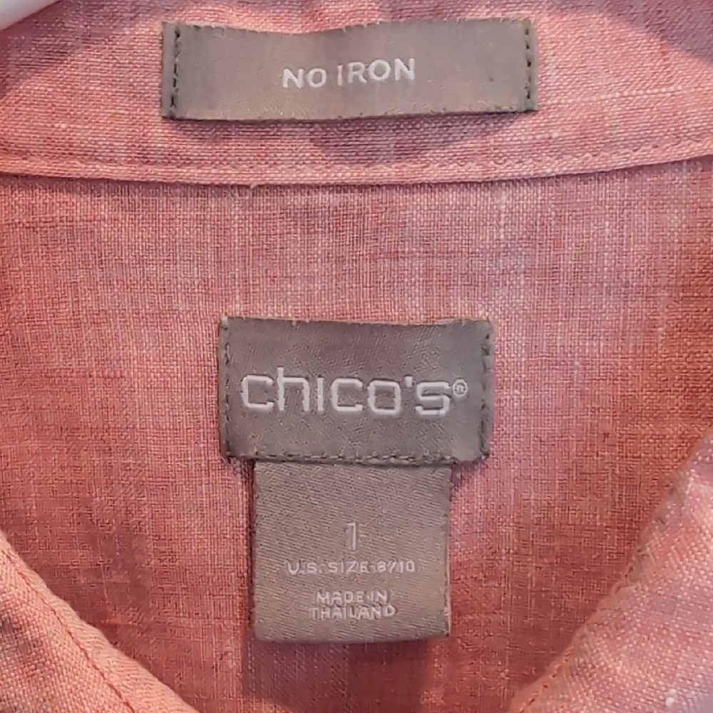 Like new. Chico's Size 1 Linen Shirt - Picture 2 of 4
